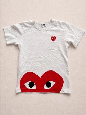 Comme Des Garçons Play White Heart Tee Small